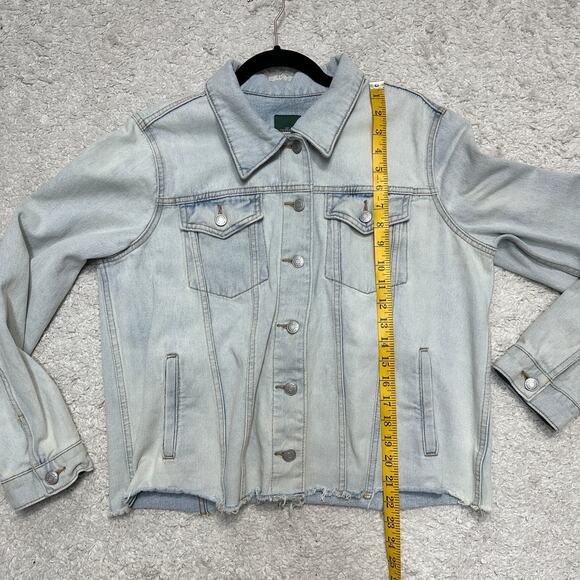 Upcycled Graphic Wild Fable Denim Trucker Jacket Soft Grunge White Wash Sz: L - Picture 4 of 9